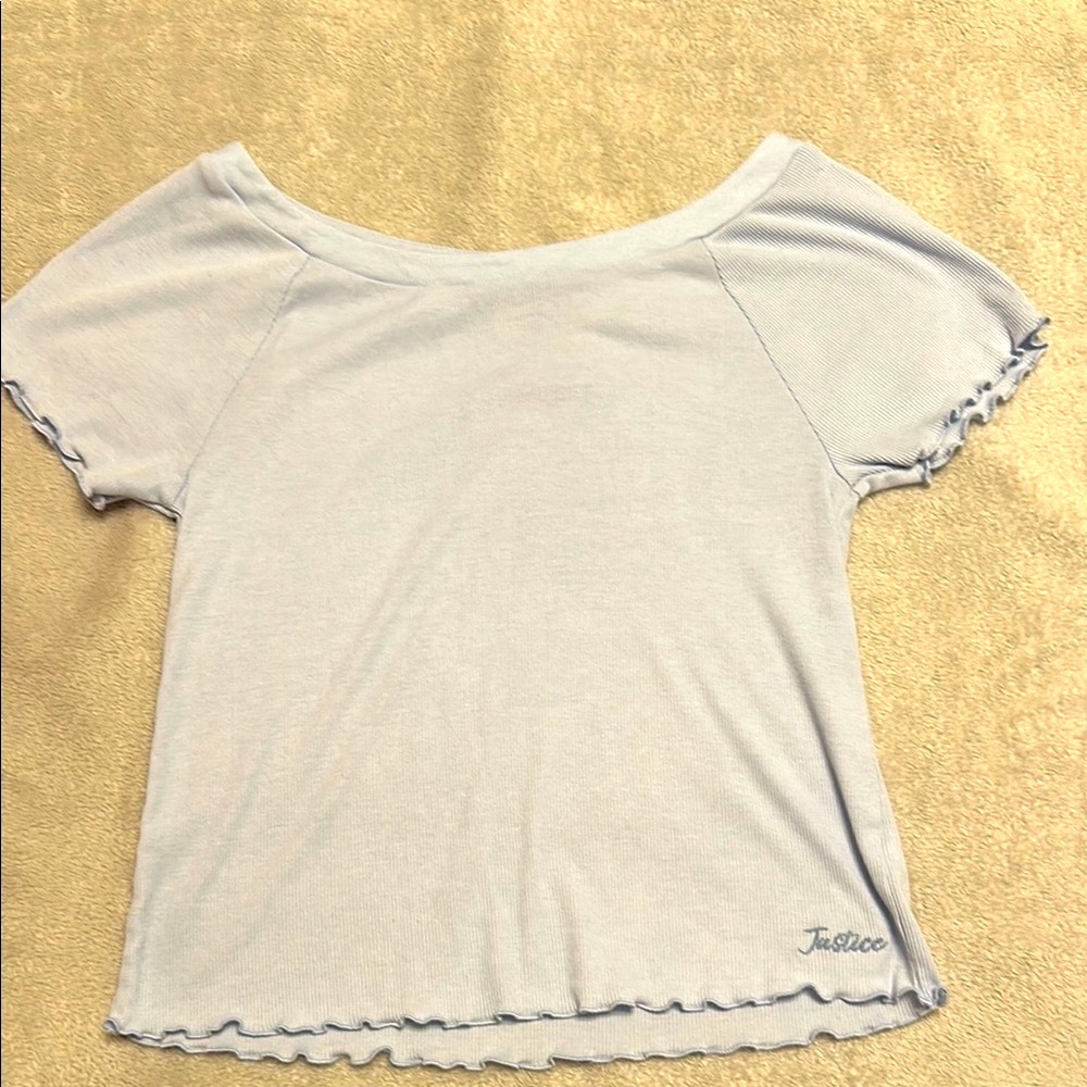 Justice Light Blue Off-Shoulder Top; girls size 18/20